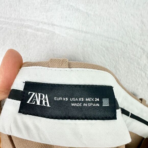 Zara Buttoned Wide Leg Pants Size XS NWT High Waist Camel Tan - Picture 5 of 7